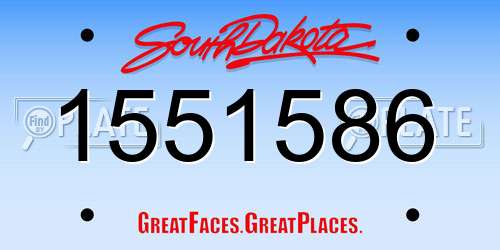 1551586 South Dakota License Plate