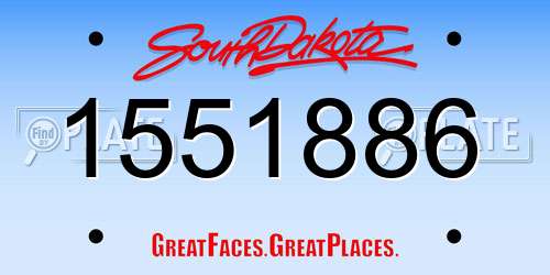 1551886 South Dakota License Plate