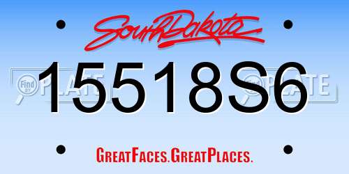 15518S6 South Dakota License Plate