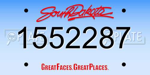 1552287 South Dakota License Plate