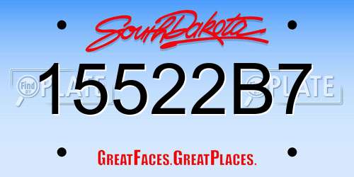 15522B7 South Dakota License Plate