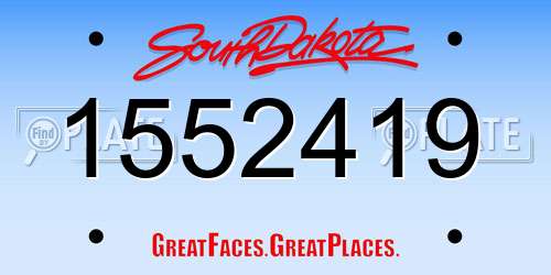 1552419 South Dakota License Plate