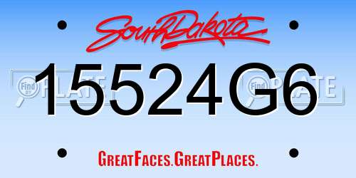 15524G6 South Dakota License Plate