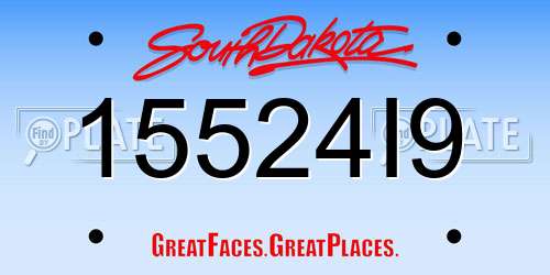 15524I9 South Dakota License Plate
