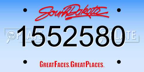 1552580 South Dakota License Plate