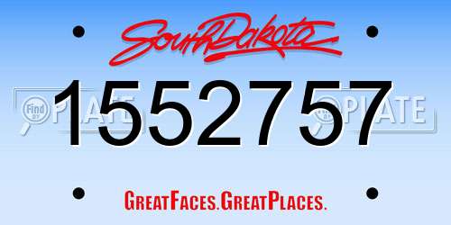 1552757 South Dakota License Plate