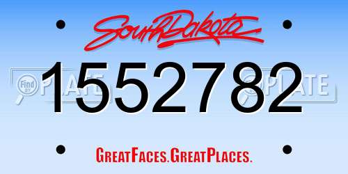 1552782 South Dakota License Plate