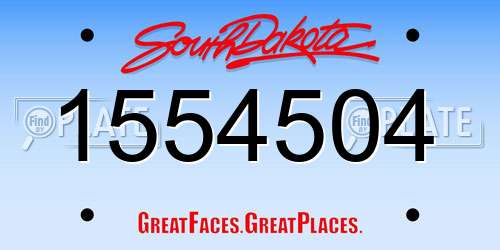 1554504 South Dakota License Plate