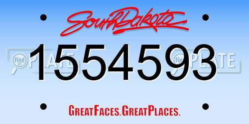 1554593 South Dakota License Plate