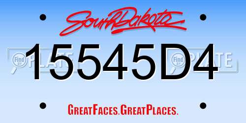 15545D4 South Dakota License Plate