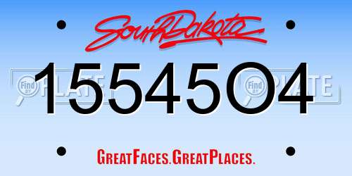 15545O4 South Dakota License Plate