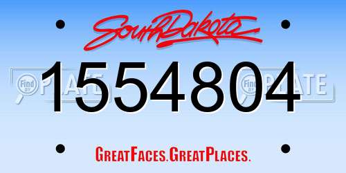 1554804 South Dakota License Plate