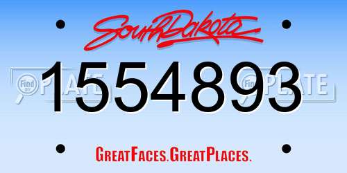 1554893 South Dakota License Plate
