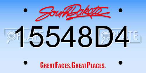 15548D4 South Dakota License Plate