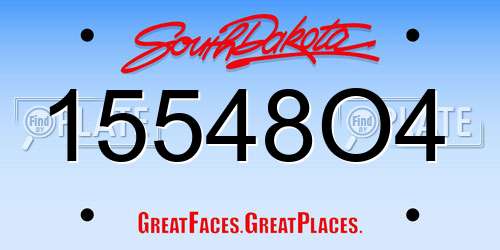 15548O4 South Dakota License Plate
