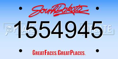 1554945 South Dakota License Plate