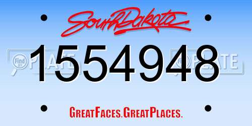 1554948 South Dakota License Plate