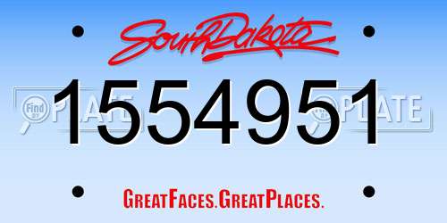 1554951 South Dakota License Plate