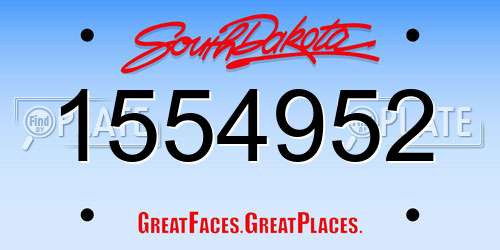 1554952 South Dakota License Plate