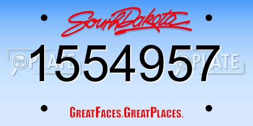 1554957 South Dakota License Plate