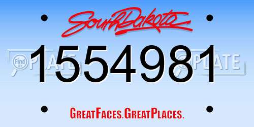 1554981 South Dakota License Plate