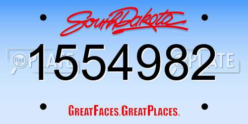1554982 South Dakota License Plate