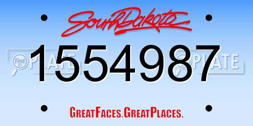 1554987 South Dakota License Plate