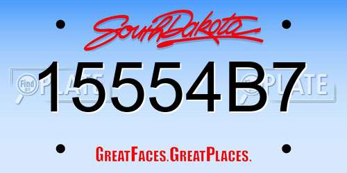 15554B7 South Dakota License Plate