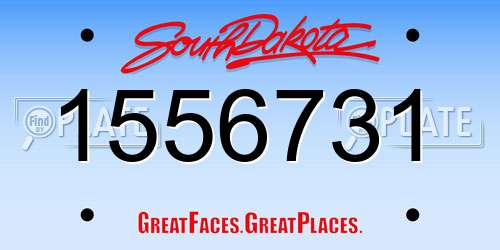 1556731 South Dakota License Plate