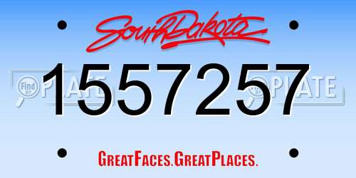 1557257 South Dakota License Plate