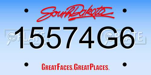 15574G6 South Dakota License Plate