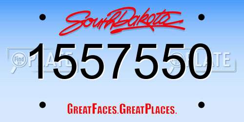 1557550 South Dakota License Plate