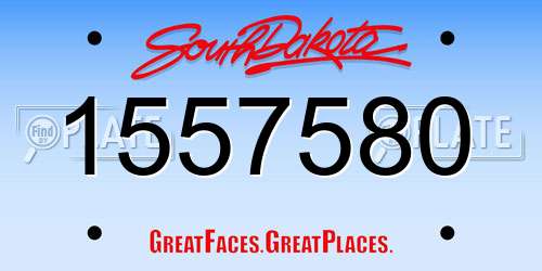 1557580 South Dakota License Plate