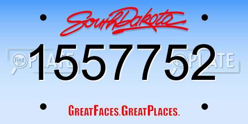 1557752 South Dakota License Plate