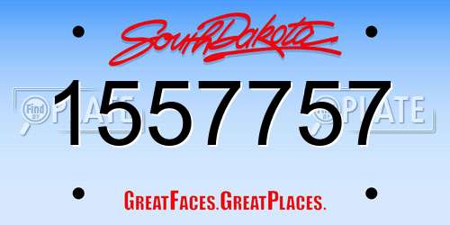 1557757 South Dakota License Plate