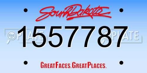 1557787 South Dakota License Plate