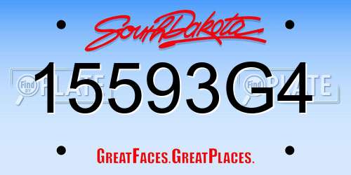 15593G4 South Dakota License Plate