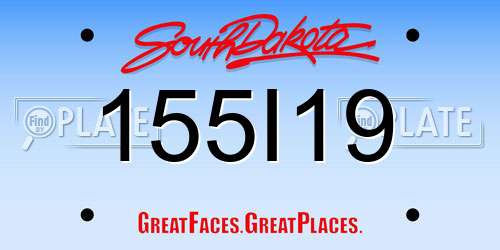 155I19 South Dakota License Plate