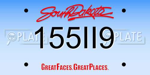 155II9 South Dakota License Plate