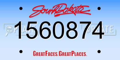 1560874 South Dakota License Plate