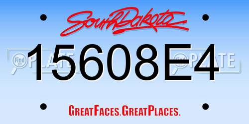 15608E4 South Dakota License Plate