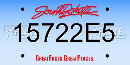 15722E5 South Dakota License Plate