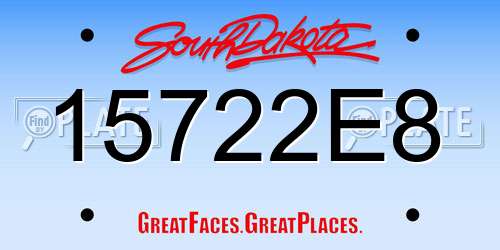 15722E8 South Dakota License Plate