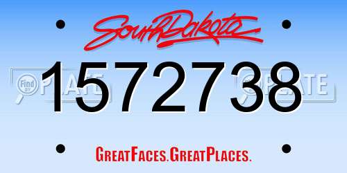 1572738 South Dakota License Plate