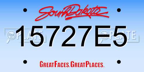 15727E5 South Dakota License Plate
