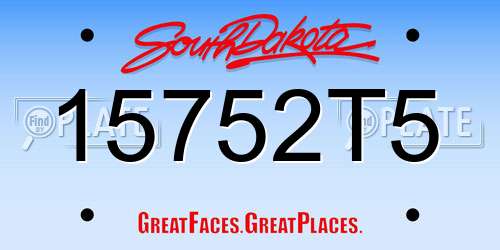 15752T5 South Dakota License Plate