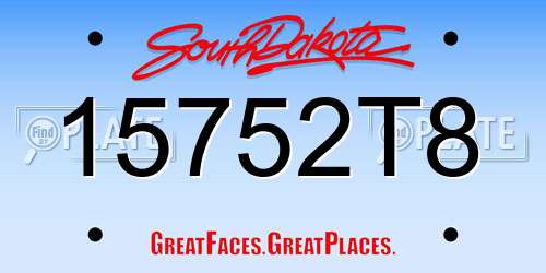 15752T8 South Dakota License Plate