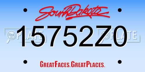 15752Z0 South Dakota License Plate