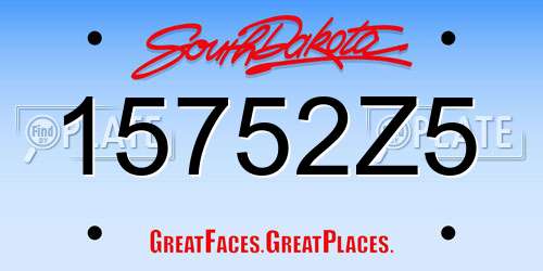 15752Z5 South Dakota License Plate
