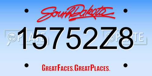 15752Z8 South Dakota License Plate